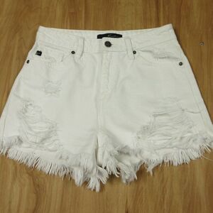 KANCAN Shana High Rise White Jean Shorts Size S Distressed Ripped Denim KC7259WT